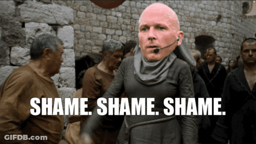 Man With Microphone Saying Shame Shame Shame GIF