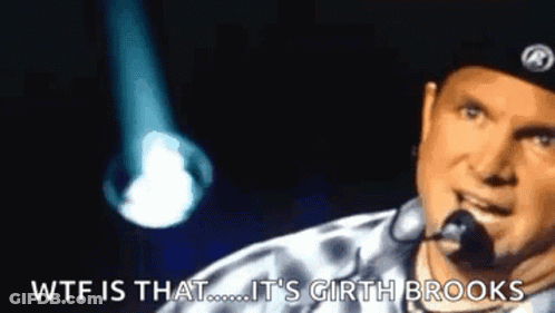 Man With Microphone Says WTF Is That Girth Brooks GIF