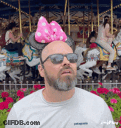 Man With Minnie Mouse Headband And Sunglasses GIF