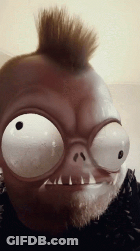 Man With Mohawk As Cartoon Monster GIF