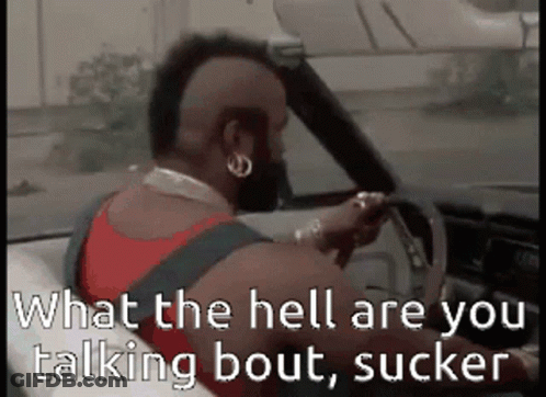 Man With Mohawk Driving Says What The Hell Are You Talking Bout Sucker GIF