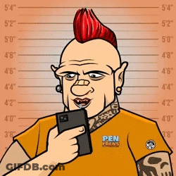 Man With Mohawk Holding Cell Phone GIF