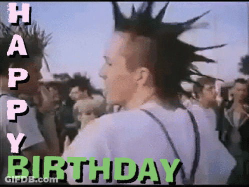 Man With Mohawk Saying Happy Birthday GIF