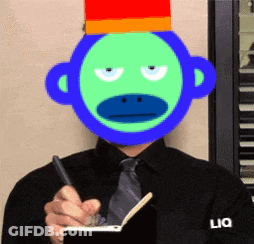 Man With Monkey Face Holding Pen And Notebook GIF