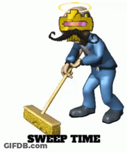 Man With Moustache Sweeping Floor GIF