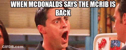Man With Mouth Open When McDonald's Says McRib Is Back GIF