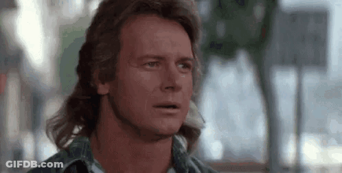 Man With Mullet Crying Tear Running Down Cheek GIF