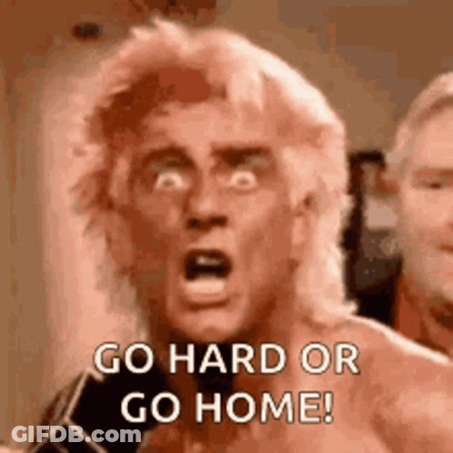 Man With Mullet Saying Go Hard Or Go Home GIF