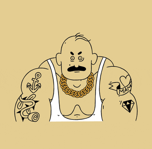 Man With Muscle Growth And Tattoos Art GIF
