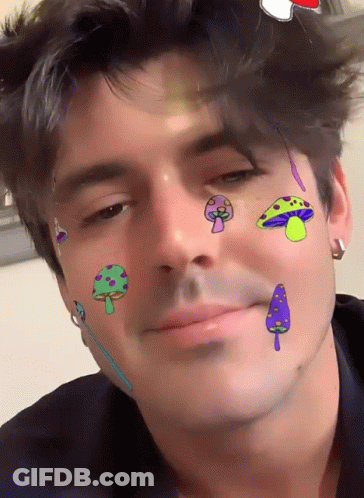 Man With Mushrooms On Face GIF