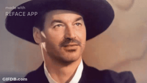 Man With Mustache And Black Hat Reface GIF