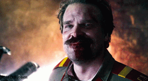 Man With Mustache And Blood On Face GIF