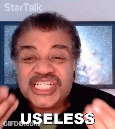Man With Mustache And Ear Buds Says Useless GIF