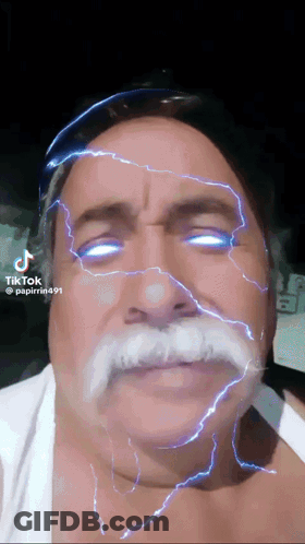 Man With Mustache And Lightning Eyes GIF