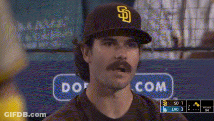 Man With Mustache And Padres Hat GIF