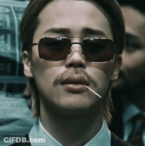 Man With Mustache And Sunglasses Holding Cigarette GIF