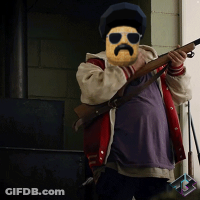 Man With Mustache And Sunglasses Holding Gun GIF