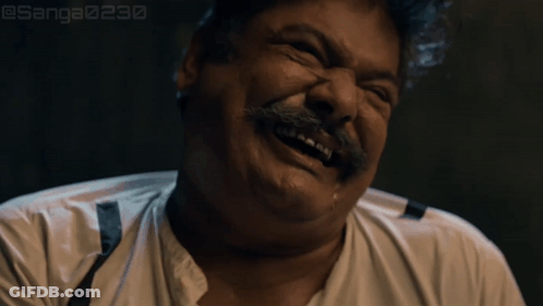 Man With Mustache And Suspenders Laughing GIF