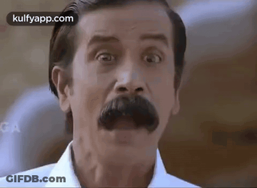 Man With Mustache And White Shirt Surprised Face GIF