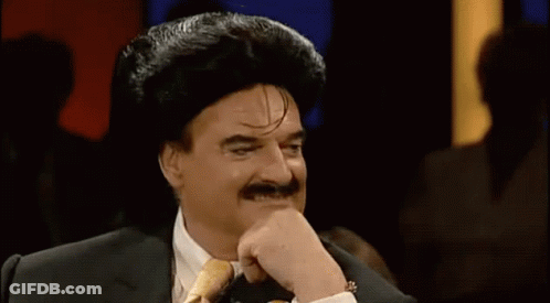 Man With Mustache And Wig GIF