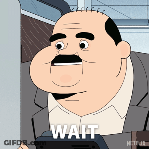 Man With Mustache And Word Wait GIF