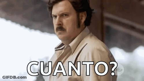 Man With Mustache At Sign Saying Cuanto ? GIF