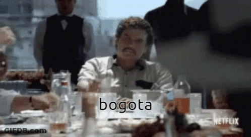 Man With Mustache At Table With Bogota GIF