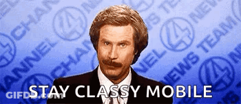 Man With Mustache Before Stay Classy Sign GIF