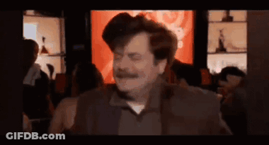 Man With Mustache Dancing In Dark Room GIF