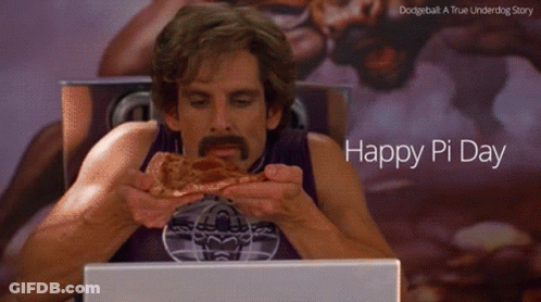 Man With Mustache Eating Pizza Laptop Happy Pi Day GIF