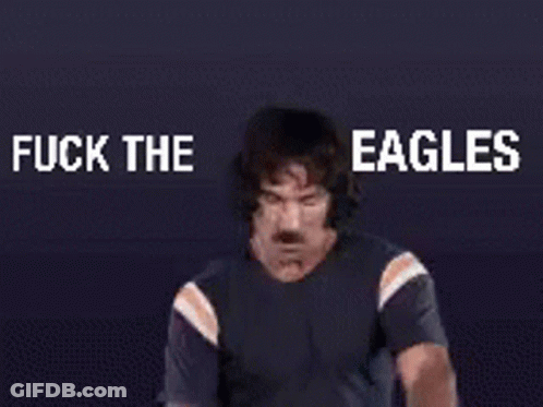 Man With Mustache Flipping Bird Fuck The Eagles GIF