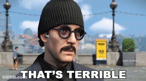 Man With Mustache, Glasses, Beanie Says That's Terrible GIF