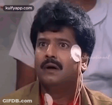 Man With Mustache Headphones Surprised Face GIF