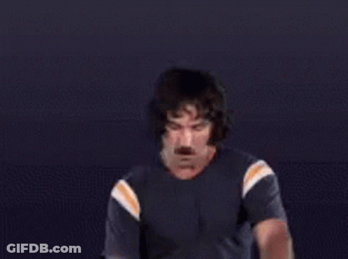Man With Mustache Holding Banana And Giving Finger GIF