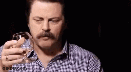 Man With Mustache Holding Glass Of Water GIF