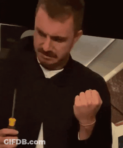 Man With Mustache Holding Screwdriver GIF