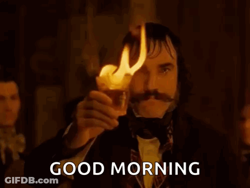 Man With Mustache Holding Torch GIF