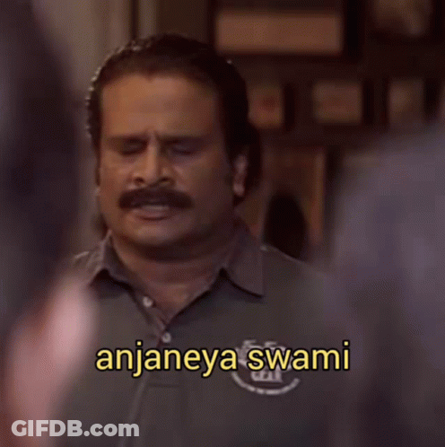 Man With Mustache In Anjaneya Swami Shirt GIF