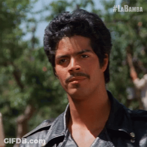 Man With Mustache In Black Leather Jacket Hashtag Labamba GIF