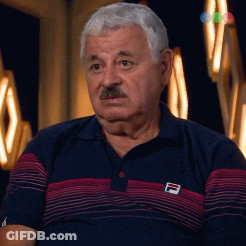 Man With Mustache In Blue And Red Fila Polo Shirt GIF