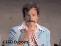 Man With Mustache In Blue Jacket And Scarf GIF