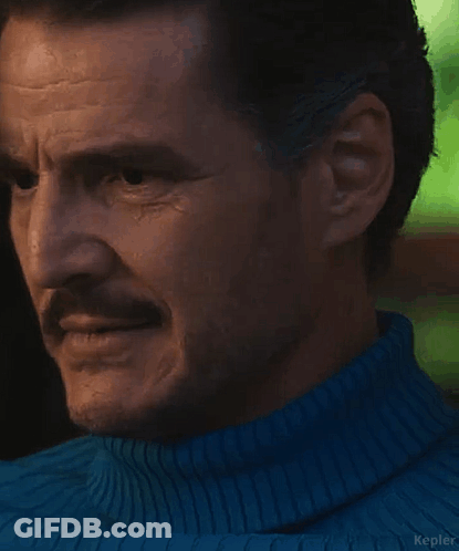 Man With Mustache In Blue Sweater GIF
