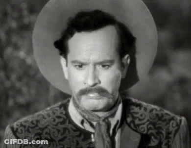 Man With Mustache In Cowboy Hat And Vest GIF