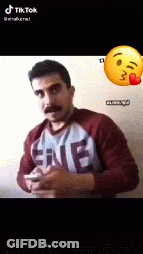 Man With Mustache In EME Shirt GIF