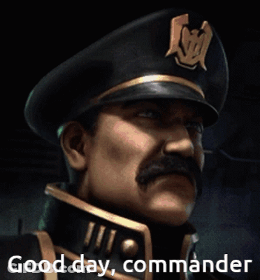 Man With Mustache In Good Day Commander Hat GIF