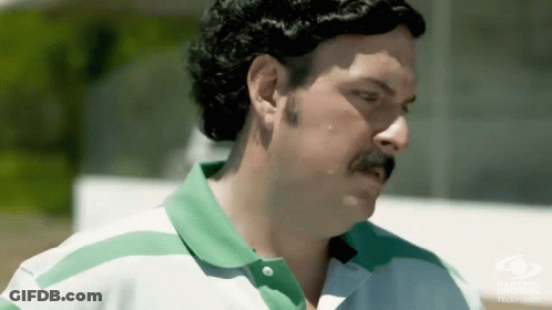 Man With Mustache In Green And White Shirt GIF