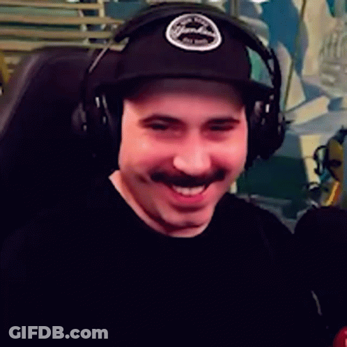 Man With Mustache In Headphones And Cap GIF