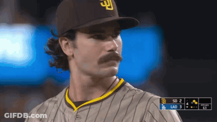 Man With Mustache In Padres Baseball Uniform GIF