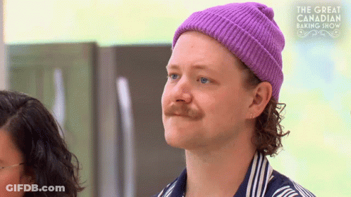 Man With Mustache In Purple Beanie GIF