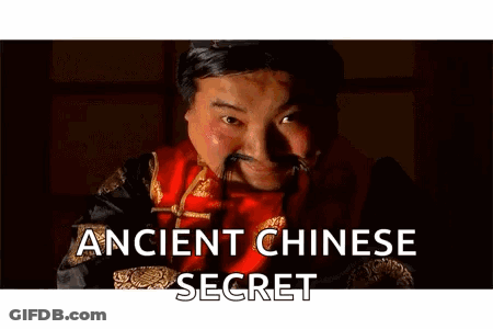 Man With Mustache In Red Robe Saying Ancient Chinese Secret GIF